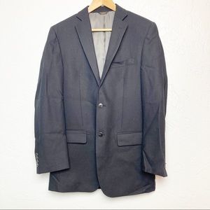 Wilke-Rodriguez men's 2 button black wool blend modern fit blazer 38L